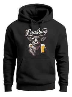 Hoodie Herren Print Hisch Tracht Bier-Glas Schriftzug Lausbub Bayern Dialekt Bierfest Volksfest Outfit Fashion Neverless®