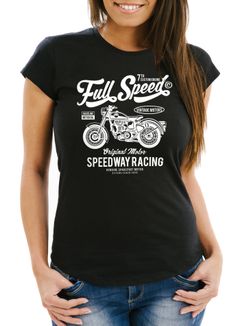 Damen T-Shirt Motorrad Bike Full Speed Slim Fit Neverless®