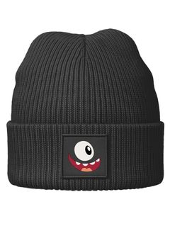 Kinder Beanie Jungen Patch Monster Design Aufdruck Print Strickmütze Winter Accessoires MoonWorks®