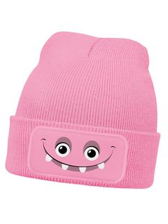 Wintermütze Mädchen Monster Design Patch Aufdruck Print Strickmütze Kinder Beanie MoonWorks®