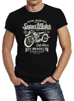 Herren T-Shirt Biker Shirt Motorrad Super Motor Retro Vintage Slim Fit Neverless®