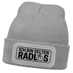 Damen Beanie Strickmütze mit Spruch Ich bin selten radlos Aufdruck Lustig Damenmütze Geschenk Fahrradfahrer Moonworks®