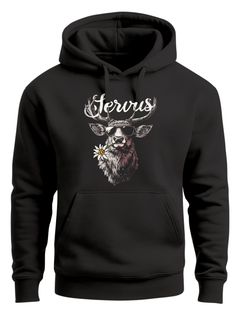 Hoodie Herren Hirsch Schriftzug Servus Bayern Dialekt Volksfest Bierfest Tracht Modern Männer Fashion Neverless®