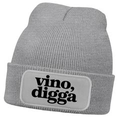 Damen Beanie Strickmütze mit Spruch Vino Digga Aufdruck Lustig Damenmütze Geschenkidee Weintrinker Moonworks®