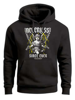 Hoodie Herren Engel Tattoo Style Schrift Aufdruck Kapuzen-Pullover Männer Fashion Streetstyle Neverless®