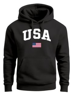 Hoodie Herren USA Schriftzug College Retro US Flagge Amerika Front-Print Aufdruck Motiv Fashion Streetstyle Neverless®