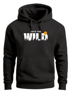 Hoodie Herren Brustprint Bedruckt Into The Wild Schriftzug Outdoor Fashion Kapuzen-Pullover Männer Neverless®