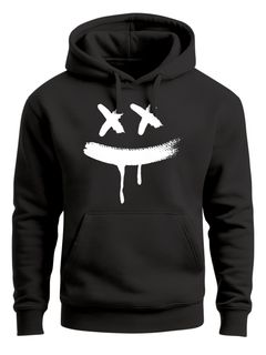 Hoodie Herren Print Aufdruck Drip Smile Motiv Kapuzen-Pullover Männer Fashion Streetstyle Techwear Neverless®