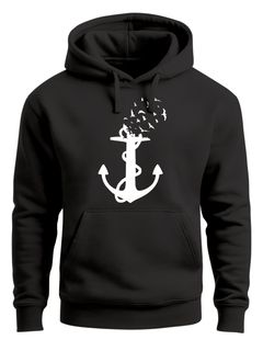 Hoodie Herren Print Aufdruck Trend Anker Vögel Motiv Norden Meer Fashion Streetstyle Neverless®