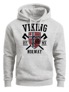 Hoodie Herren Viking Norway Norwegen Flagge Wikinger nordisch Kapuzen-Pullover Männer Fashion Streetstyle Neverless®