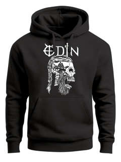 Hoodie Herren Odin Totenkopf Bart Nordische Mythologie Print Aufdruck Kapuzen-Pullover Männer Fashion Streetstyle Neverless®