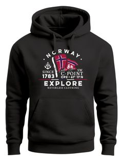Hoodie Herren Norway Explore norwegische Flagge Norwegen Kapuzen-Pullover Männer Neverless®