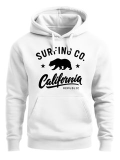 Hoodie Herren California Republic Bear Bär Sommer Surfing Kapuzen-Pullover Männer Neverless®
