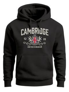Hoodie Herren Cambridge United Kingdom Union Jack England Print Retro Aufdruck Fashion Streetstyle Neverless®