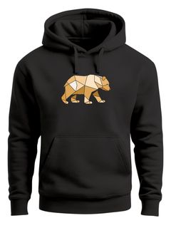 Hoodie Herren Bär Aufdruck Grafik Outdoor Polygon Motive Printshirt Natur Fashion Streetstyle Neverless®