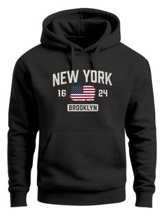 Hoodie Herren New York Brooklyn Print USA Flagge Kapuzenpulli Männer Fashion Streetstyle Neverless®