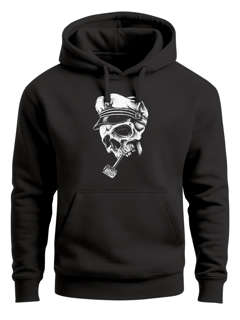 Hoodie Herren Totenkopf mit Kapitänsmütze und Pfeife Kapuzen-Pullover Männer Neverless®