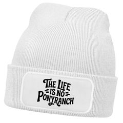 Herren Beanie mit Patch Leben ist kein Ponyhof Strickmütze Spruch Aufdruck Lustig Mütze Männer Moonworks®