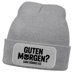 Herren Beanie Spruch Morgenmuffel Katze Ganz dünnes Eis Strickmütze Aufdruck Lustig Mütze Männer Moonworks®
