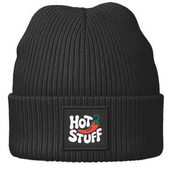 Damen Beanie Patch mit Aufdruck Hot Stuff Wintermütze Frauen Strickmütze Geschenkidee Freundin Frau MoonWorks®
