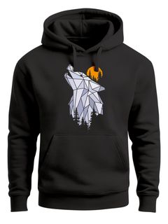 Hoodie Herren Polygon Print Wolf Wald Outdoor Adventure Natur Tiermotiv Fashion Streetstyle Neverless®