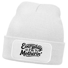 Damen Beanie Patch Mom Sprüche Sarkastisch Ironie Strickmütze mit Spruch Mutter Aufdruck Lustig Damenmütze Moonworks®