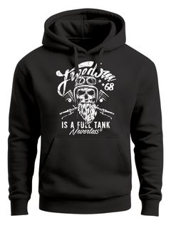 Herren Long-Sleeve Biker Motorrad Motiv Freedom is a full Tank Skull Totenkopf Neverless®