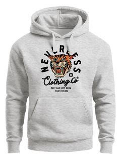 Hoodie Herren Tiger Print Motiv Schrift Retro Vintage Clothing Fashion Streetstyle Neverless