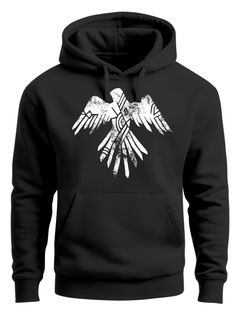 Hoodie Herren Adler Motiv Print Aufdruck Ethno Aztec Eagle Fashion Streetstyle Kapuzen-Pullover Männer Neverless®