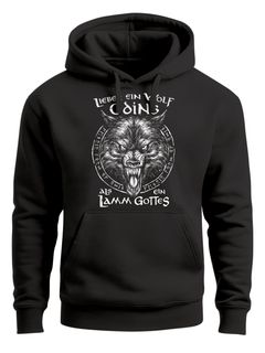 Hoodie Herren Spruch Lieber ein Wolf Odins als ein Lamm Gottes Wikinger nordische Mythologie Fashion Streetstyle Neverless®