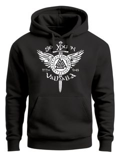 Hoodie Herren See you in Valhalla Schwert Runen Odin Vikings Kapuzen-Pullover Männer Fashion Streetstyle Neverless®
