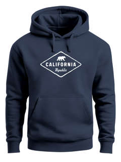 Hoodie Herren California Republic Bear Badge Bär Sunshine State USA  Print Aufdruck  Fashion Streetstyle Neverless®