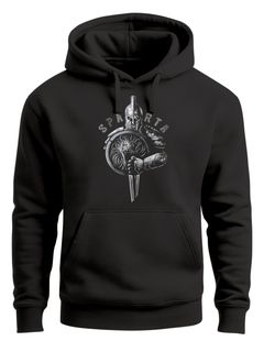 Hoodie Herren Aufdruck Sparta Spartaner-helm Krieger Warrior Schwert Schild Löwe Kapuzen-Pullover Männer Fashion Streetstyle Neverless®