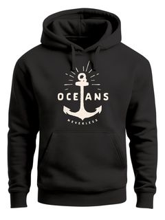 Hoodie Herren Anker Motiv maritim Schriftzug Oceans Kapuzen-Pullover Männer Neverless®