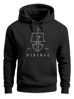 Hoodie Herren Wikinger Schiff Vikings Lineart Kapuzen-Pullover Männer Neverless®