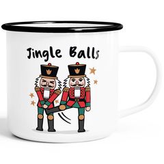 Emaille-Tasse Nußknacker Jingle Balls Aufdruck Lustige Geschenkidee Schwarzer Humor Weihnachtstasse Emaille-Becher Moonworks®