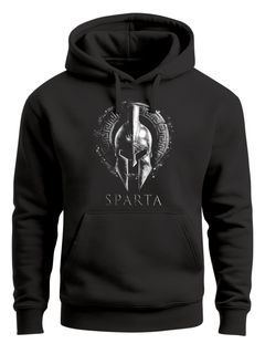 Hoodie Herren Aufdruck Sparta Helm Krieger Warrior Printshirt T-Shirt Kapuzen-Pullover Männer Fashion Streetstyle Neverless®