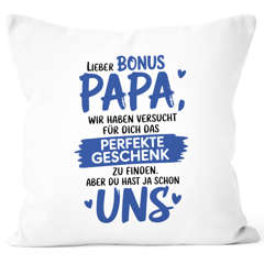Kissen-Bezug Papa, Opa, Bonus Papa, Geschenk Weihnachten Geburtstag Kissen-Hülle Deko-Kissen Baumwolle MoonWorks®