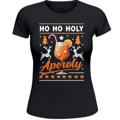 Weihnachtsshirt Damen Ho Ho Holy Aperoly Spruch Lustig T-Shirt Weihnachten Lustig Weihnachtsoutfit Frauen Moonworks®