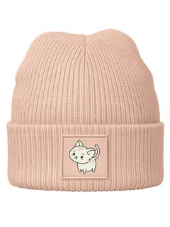 Kinder Beanie Mädchen Patch Katze Aufdruck Wintermütze Tiermotive Print Strickmütze SpecialMe®