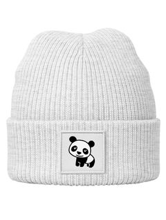 Kinder Beanie Mädchen Patch Panda Bär Aufdruck Wintermütze Tiermotive Print Strickmütze SpecialMe®