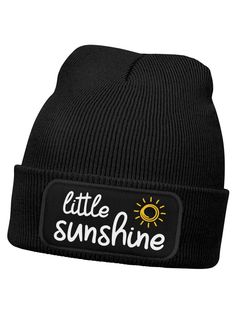 Kinder Beanie Mädchen Schriftzug Little Sunshine Patch Aufdruck Print Wintermütze Strickmütze SpecialMe®