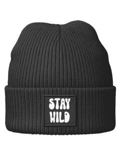 Kinder Beanie Mädchen Patch Stay Wild Aufdruck Spruch Print Strickmütze Wintermütze Moonworks®
