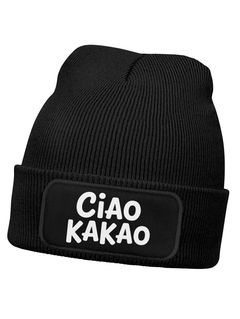Wintermütze Kinder Spruch Ciao Kakao Beanie Jungen Patch Aufdruck Print Strickmütze Kindermütze MoonWorks®