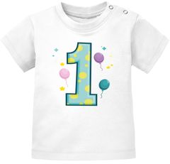 Baby T-Shirt kurzarm Babyshirt Geburtstag 1 Jahr ein Jahr Jungen Mädchen Shirt Moonworks®