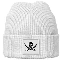 Damen Beanie Strickmütze mit Aufdruck Pirat Totenkopf Statement Accessoires Streetwear Strickbeanie mit Patch Moonworks®