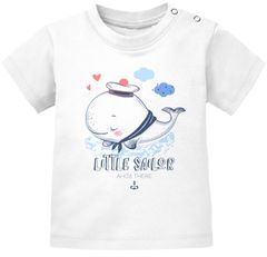 Baby Kurzarm T-Shirt Little Sailor Ahoy There Babyshirt Wal Jungen Mädchen Shirt Matrose Moonworks®