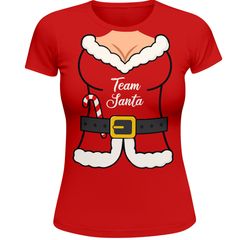 Weihnachtsshirt Damen Team Santa Claus Weihnachtsmann Spruch Weihnachten Lustig Weihnachtsoutfit Frauen Moonworks®