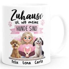 Kaffeetasse Hundemama personalisiert Figuren 2 Hunde anpassbar Tasse Geschenk Hundebesitzer Frau SpecialMe®