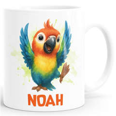 Kindertasse Kunststoff mit Pinguin | Papagei | Hai | Dinosaurier Aufdruck Geschenk Kinder Tiere Namensgeschenke für Jungen Mädchen SpecialMe®